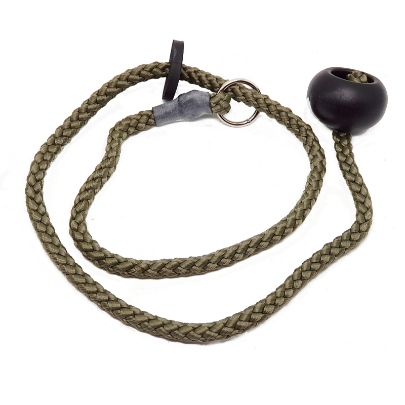 8: KORT hundesnor med knop - Retrieverline olivengrøn, 68 cm lang