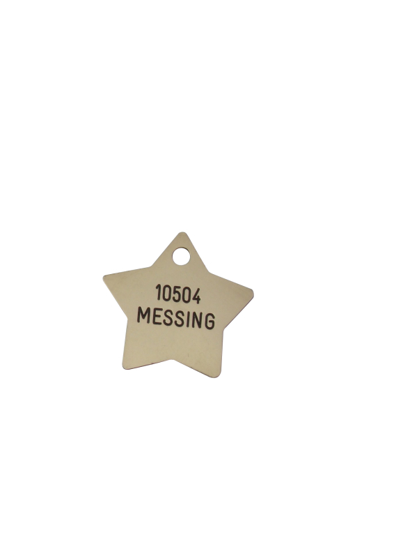 9: Stjerneformet hundetegn i messing - 27 mm