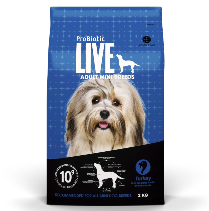 Billede af 2 kg ProBiotic LIVE Adult MINI Breeds - voksenfoder med kalkun