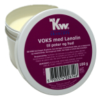 Dåse med 100 gram KW voks lanolin til poter og hud. 