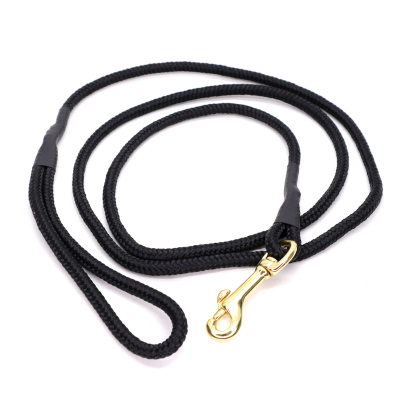 Sort hundesnor med karabinhage 8 mm x 180 cm. Håndlavet af blød webbing hos Danske BLF-Hunting