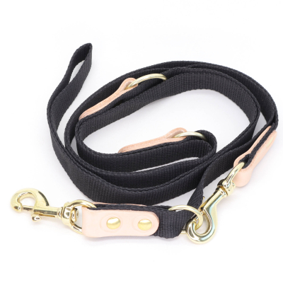 Håndlavet sort Hundesnor med karabinhage - Dressurline 25 mm x 250 cm i webbing