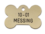 Messing Hundetegn - kødben størrelse 38 x 24 mm Messing Hundetegn - kødben størrelse 38 x 24 mm