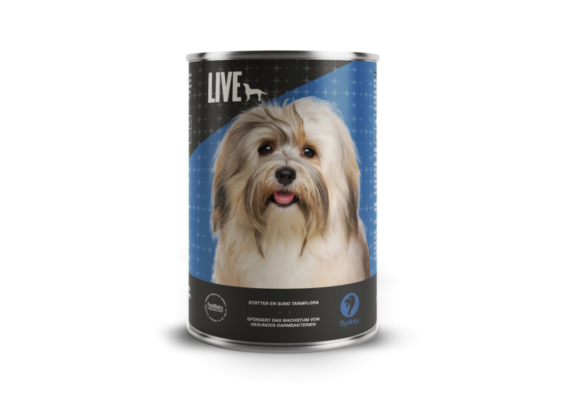 LIVE Dog Vådfoder med Kalkun - 395 gram