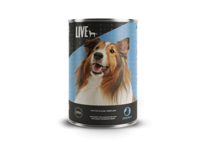 LIVE Dog Vådfoder med Kyllimng i en dåse med 395 gram