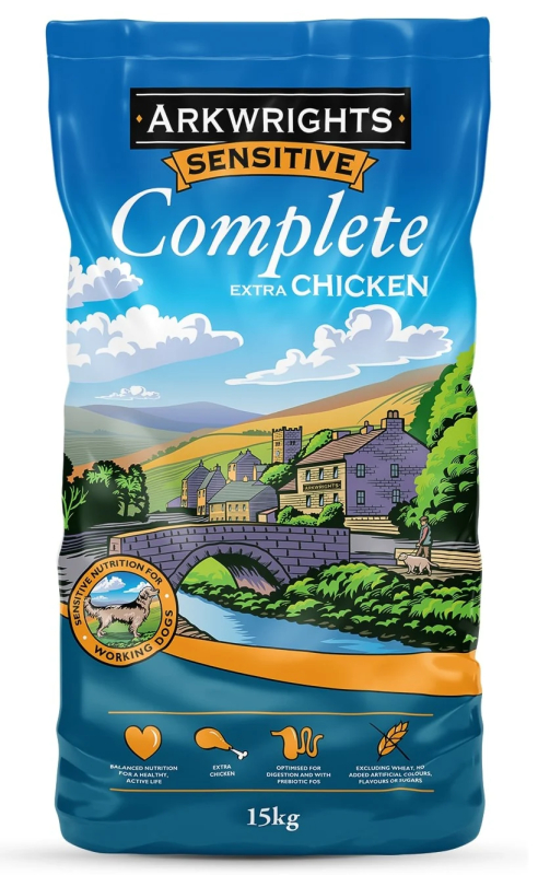 15 kg Arkwrights Sensitive Complete Extra Chicken - voksenfoder med kylling