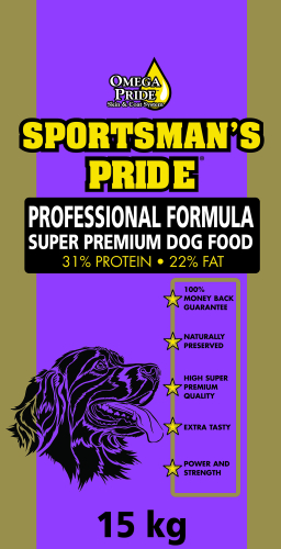 15 kg Sportsman's Pride Professional Formula hundefoder til aktive hunde.
