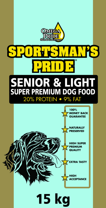Billede af 15 kg Sportsman´s Pride Senior & Light (lysblå) - voksenfoder med kylling