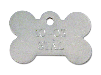 Stål Hundetegn - kødben størrelse 38 x 24 mm