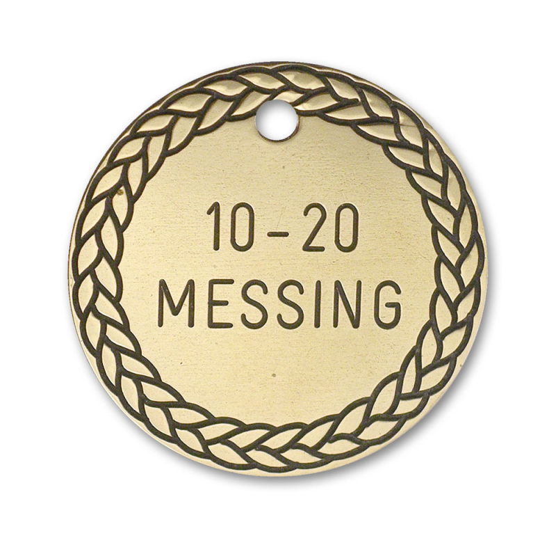 10: Rundt Hundetegn i messing - 33 mm med ornament